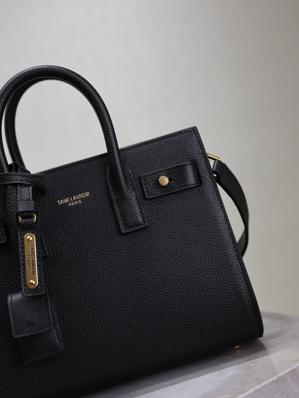 Saint Laurent 25S Sac de Jour 22 in Black Supple Grained Calfskin Gold Hardwre Bag