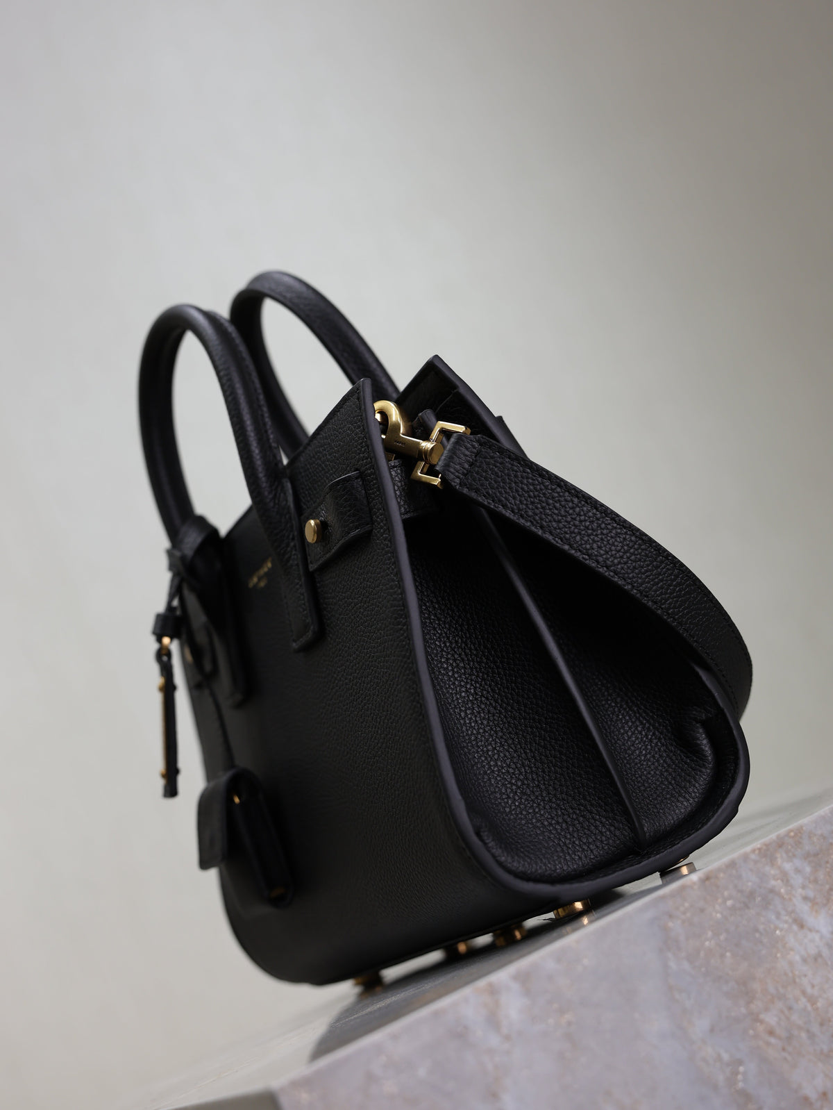 Saint Laurent 25S Sac de Jour 22 in Black Supple Grained Calfskin Gold Hardwre Bag