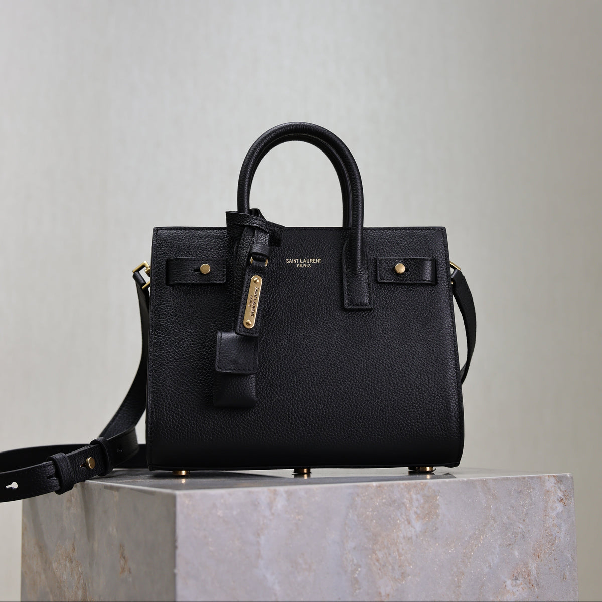 Saint Laurent 25S Sac de Jour 22 in Black Supple Grained Calfskin Gold Hardwre Bag