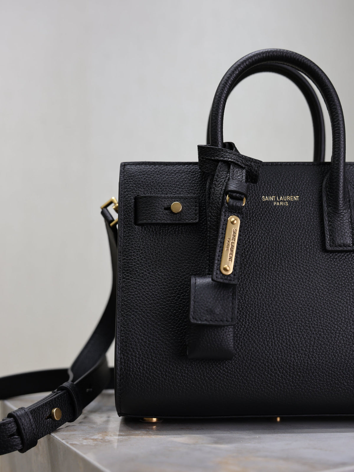 Saint Laurent 25S Sac de Jour 22 in Black Supple Grained Calfskin Gold Hardwre Bag