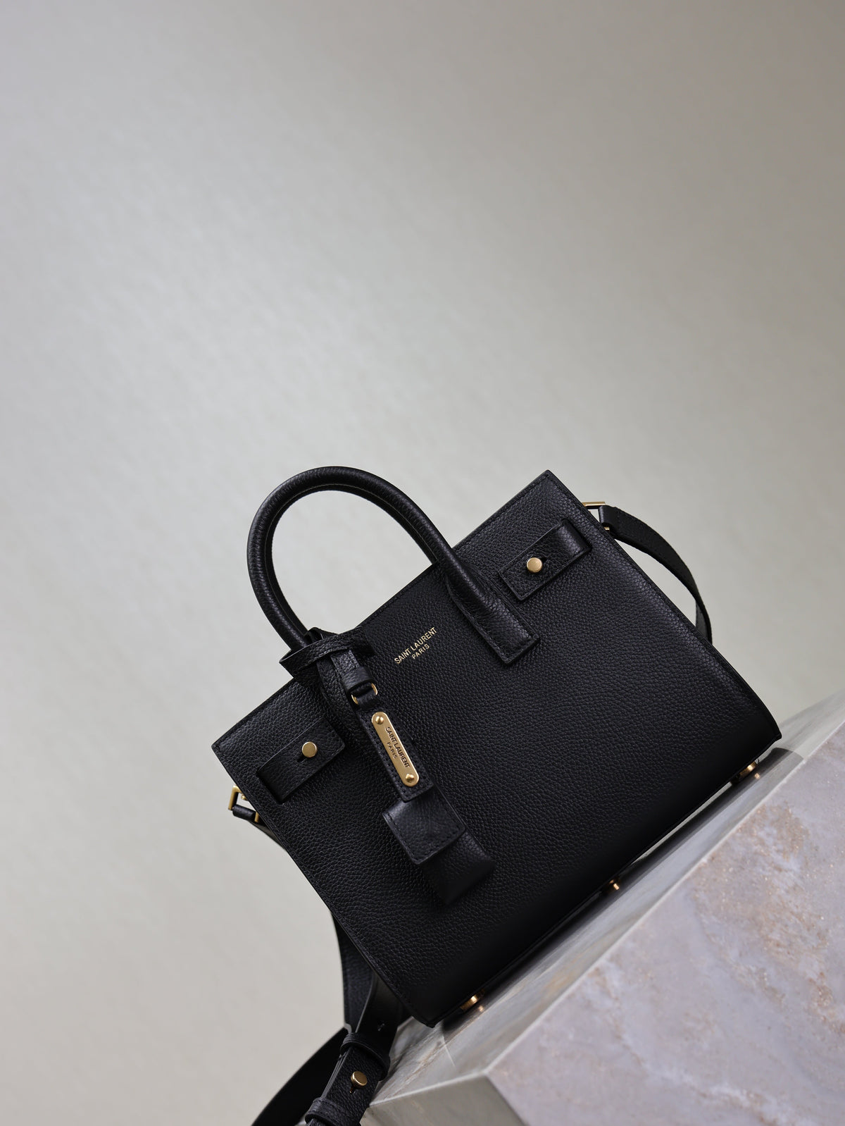 Saint Laurent 25S Sac de Jour 22 in Black Supple Grained Calfskin Gold Hardwre Bag
