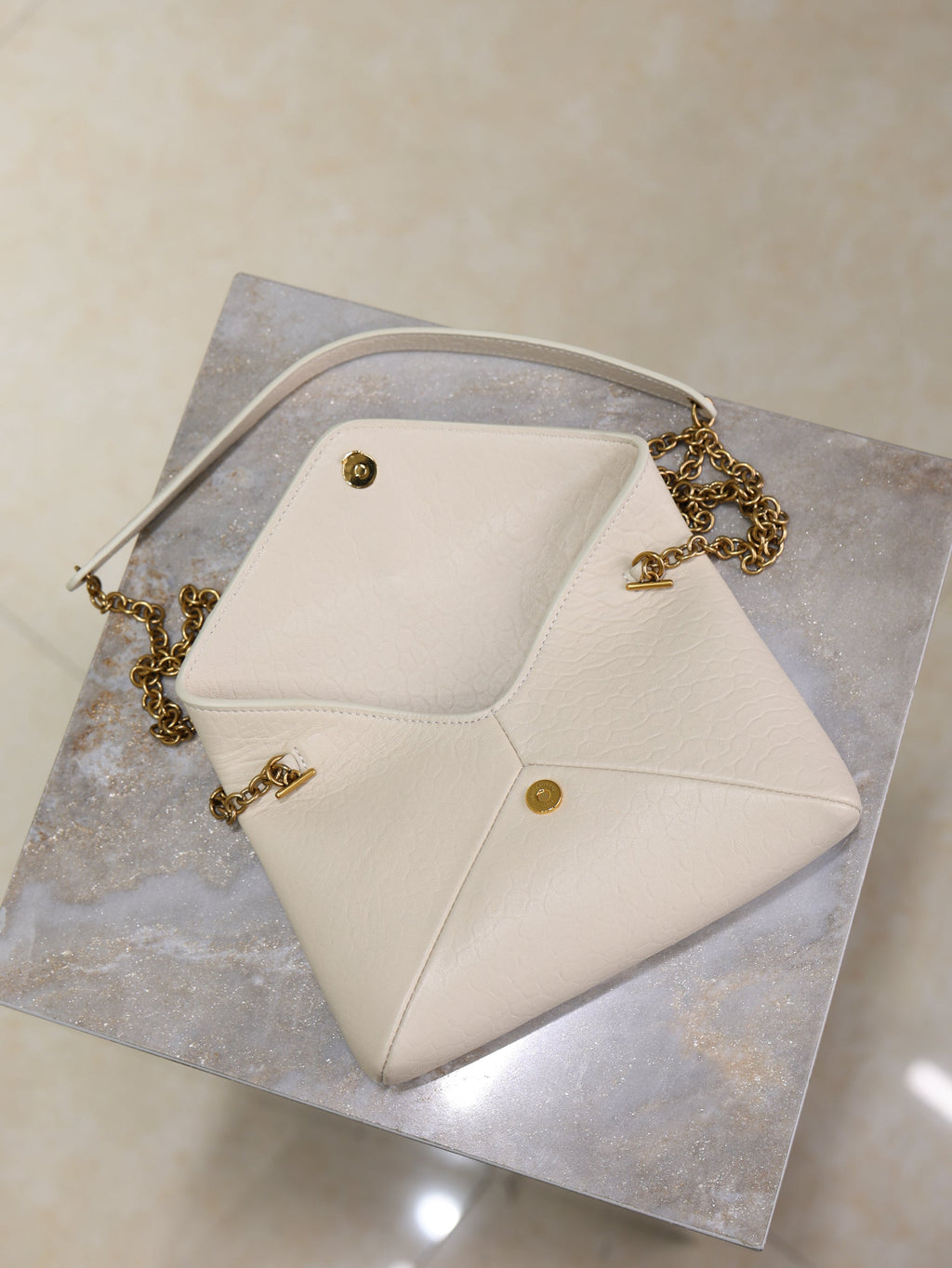 Saint Laurent 25S Calypso Mini 19 in Blanc Vintage Lambskin Gold Hardware Bag