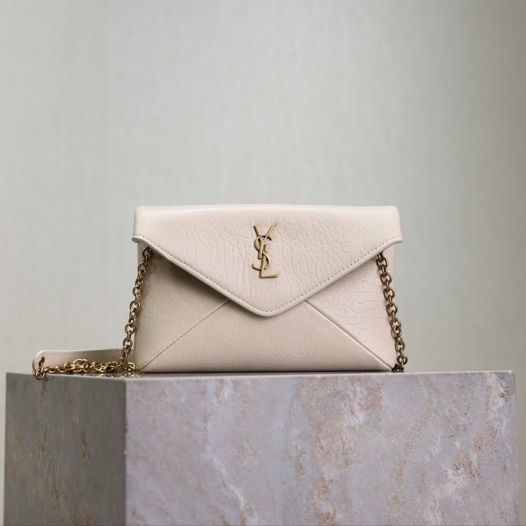 Saint Laurent 25S Calypso Mini 19 in Blanc Vintage Lambskin Gold Hardware Bag