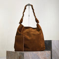 Saint Laurent 25S Amalia 50 in Dark Caramel Suede Gold Hardware Bag