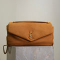 Saint Laurent 25S Calypso GM 38 in Burnt Orange Grained Calfskin Gold Hardwre Bag