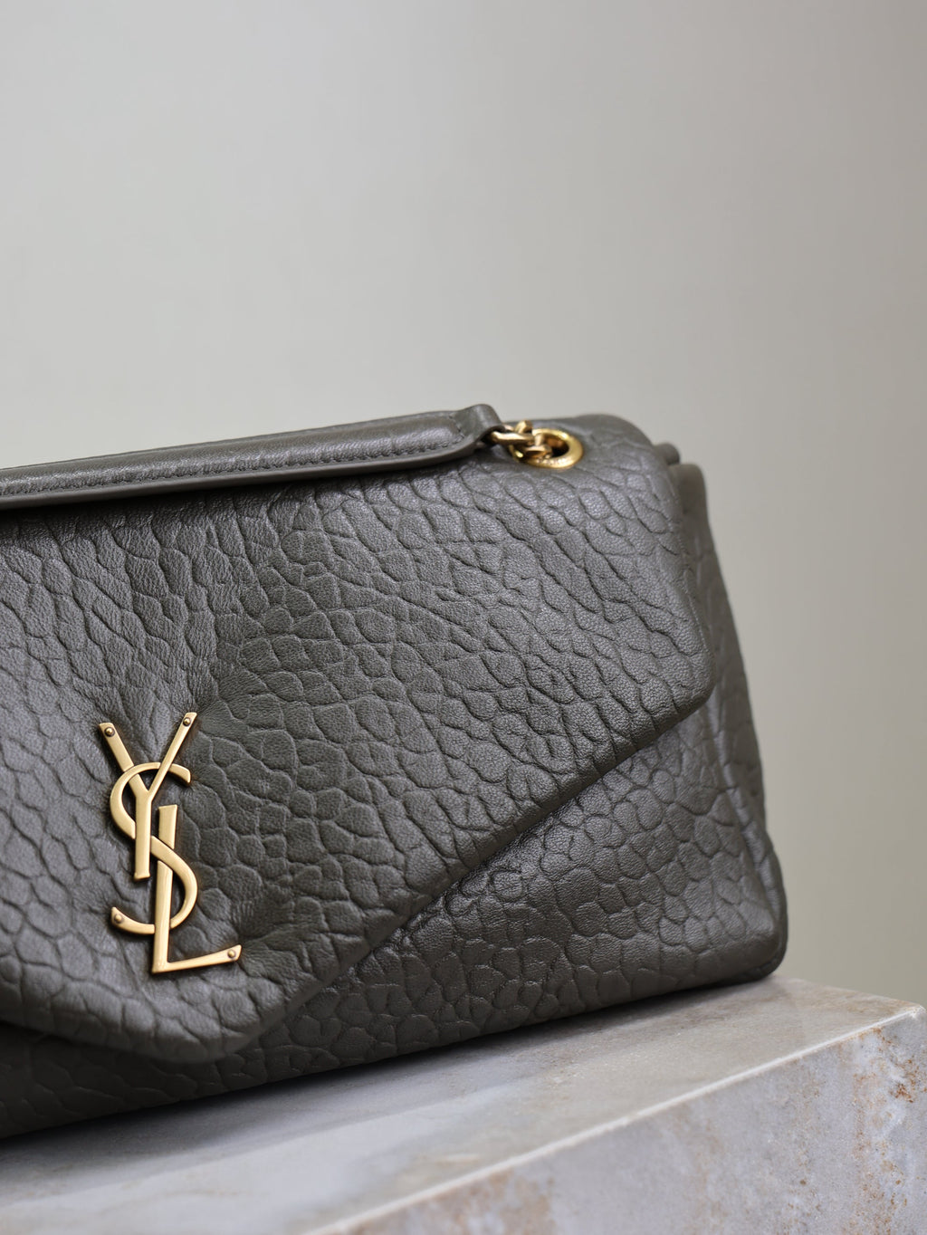 Saint Laurent 25S Calypso 30 in Dark Olive Grained Calfskin Gold Hardwre Bag