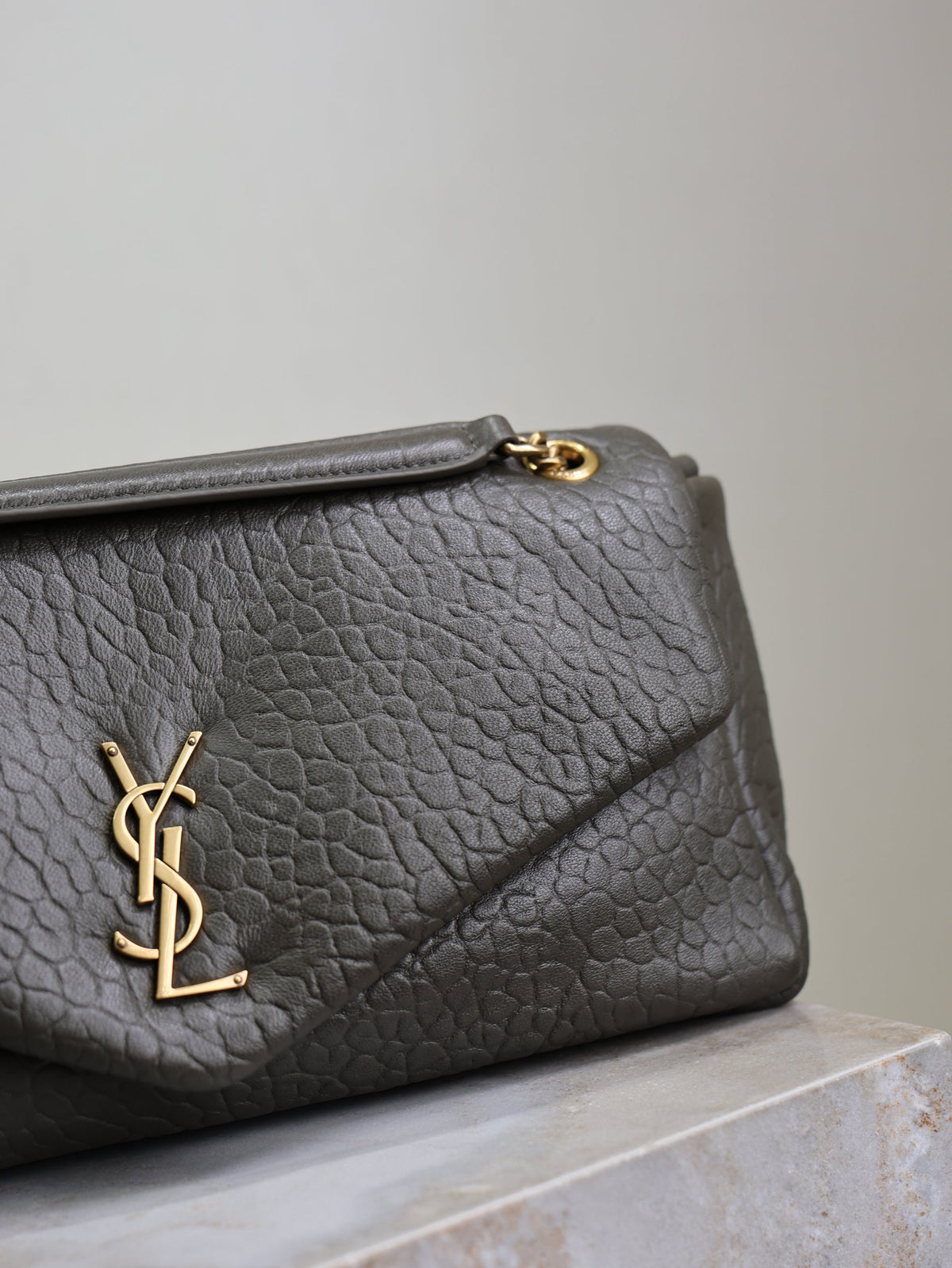 Saint Laurent 25S Calypso 30 in Dark Olive Grained Calfskin Gold Hardwre Bag