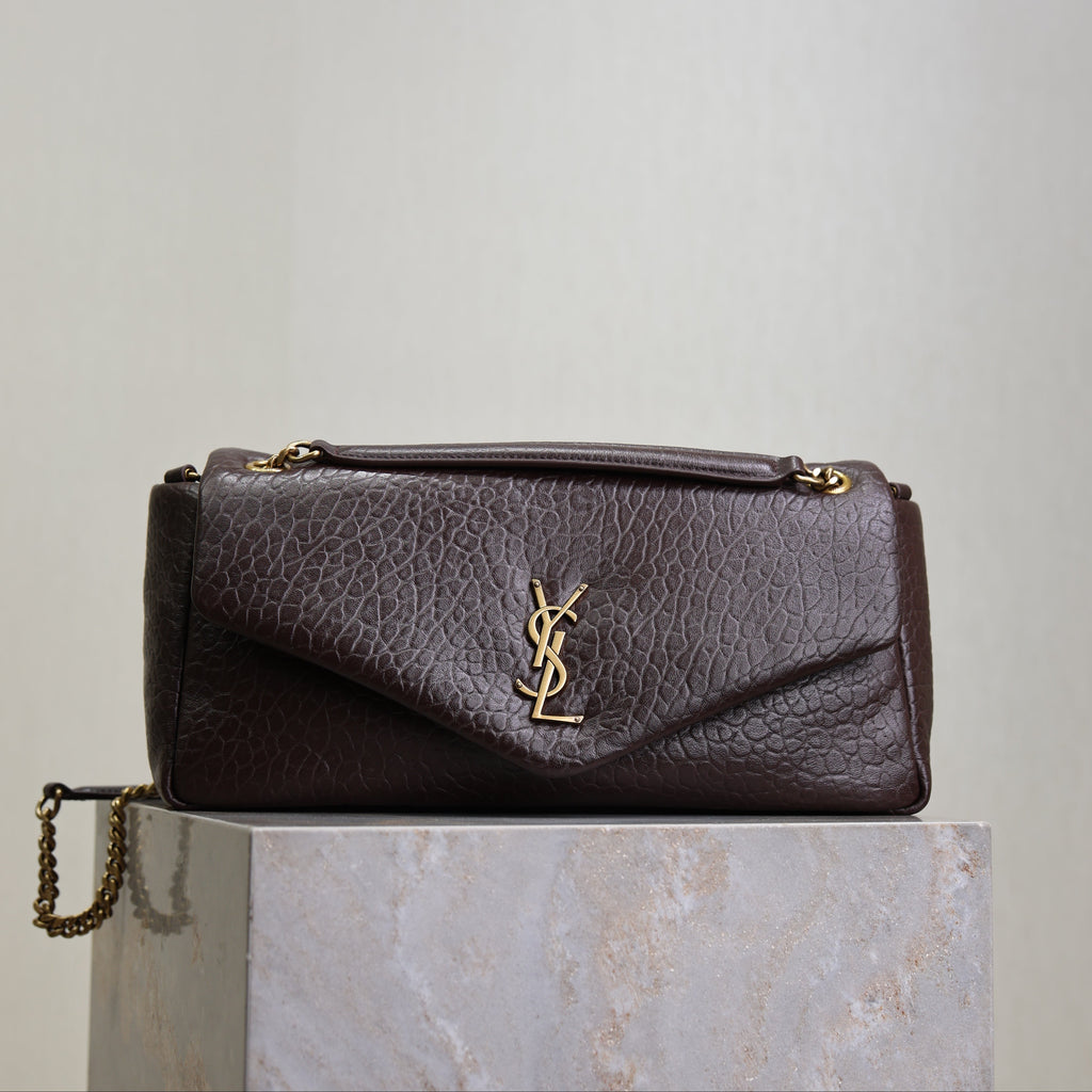 Saint Laurent 25S Calypso 30 in Dark Chocolate Grained Calfskin Gold Hardware Bag