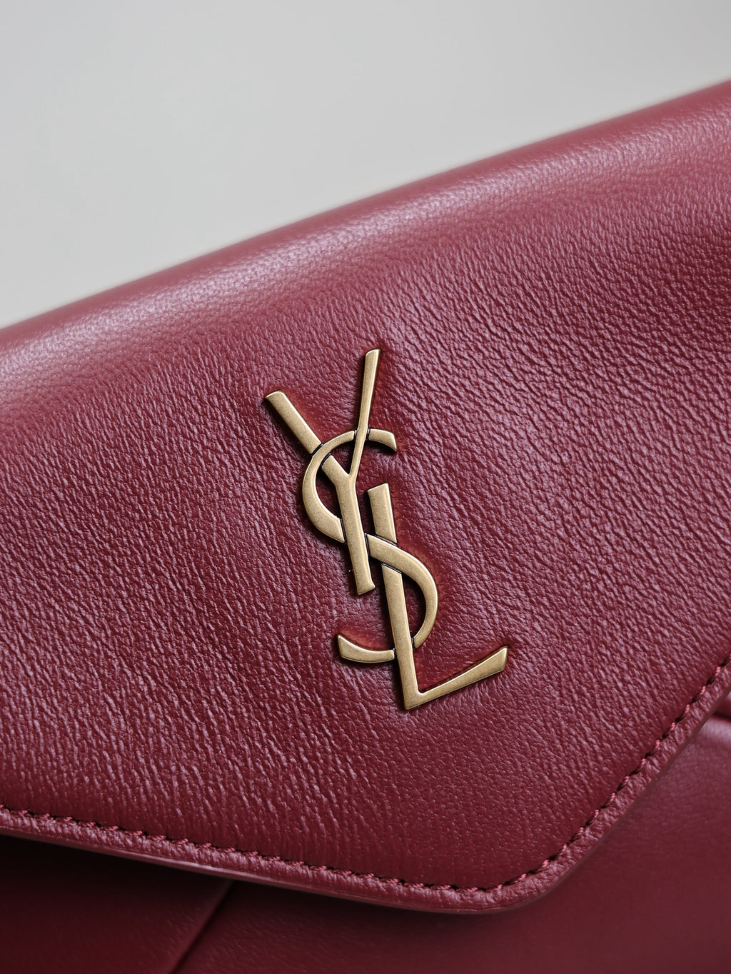 Saint Laurent 25S Calypso Mini 19 in Burgundy Calfskin Gold Hardware Bag