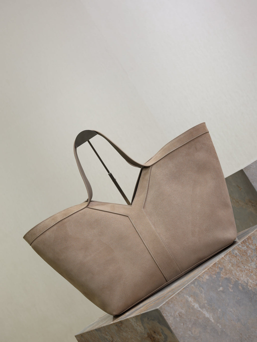 Saint Laurent 25S Y Maxi Tote 50 in Dry Grain Suede Gold Hardwre