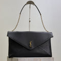 Saint Laurent 25S Cassandre Envelope Messenger 35 in Black Lambskin Gold Hardware Bag