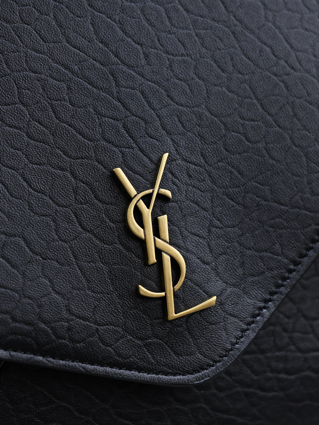 Saint Laurent 25S Cassandre Envelope Messenger 35 in Black Lambskin Gold Hardware Bag