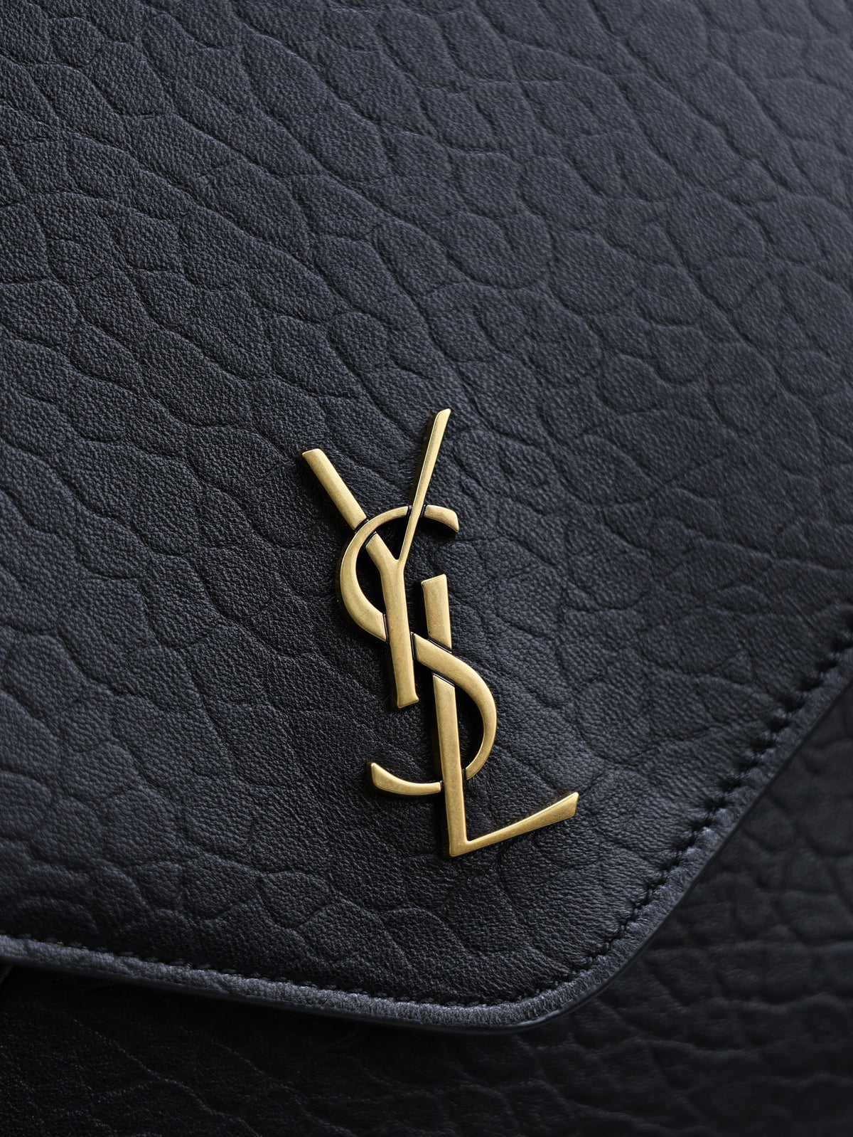 Saint Laurent 25S Cassandre Envelope Messenger 35 in Black Lambskin Gold Hardware Bag