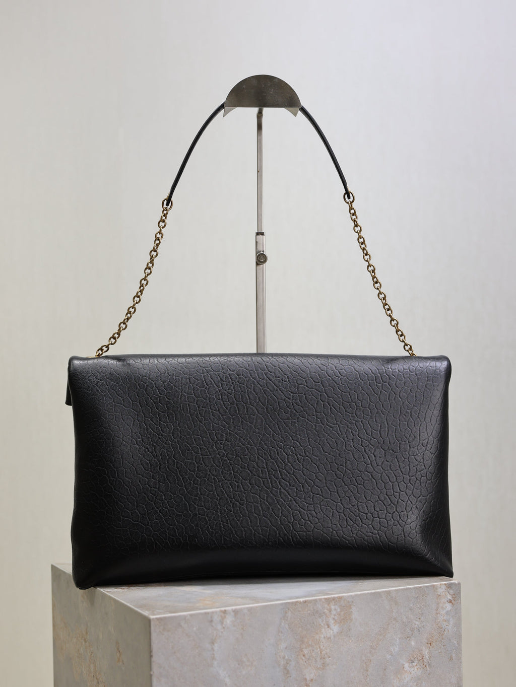 Saint Laurent 25S Cassandre Envelope Messenger 35 in Black Lambskin Gold Hardware Bag