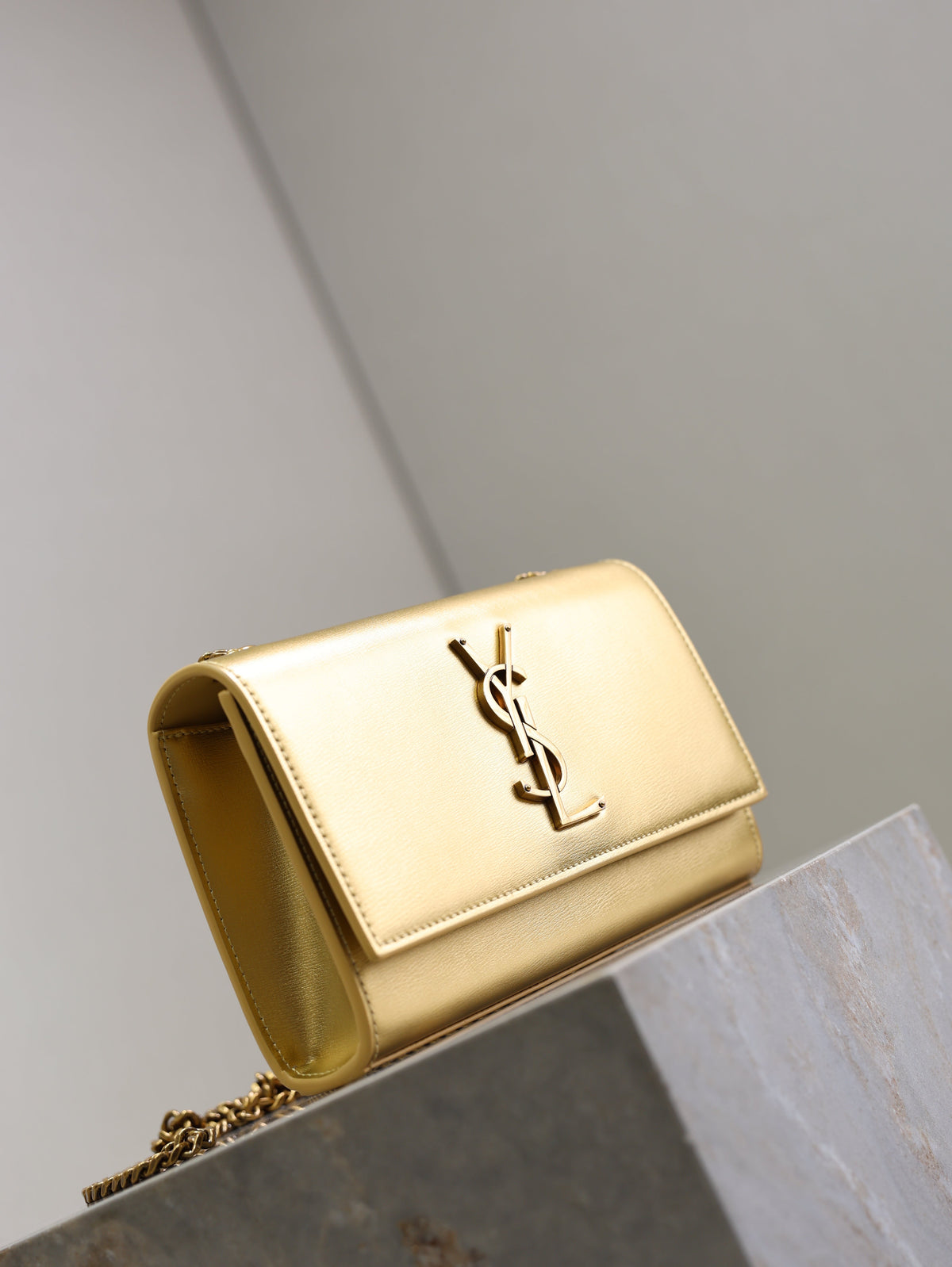 Saint Laurent 25S Kate Bag 20 in Gold Metallic Calfskin Gold Hardware