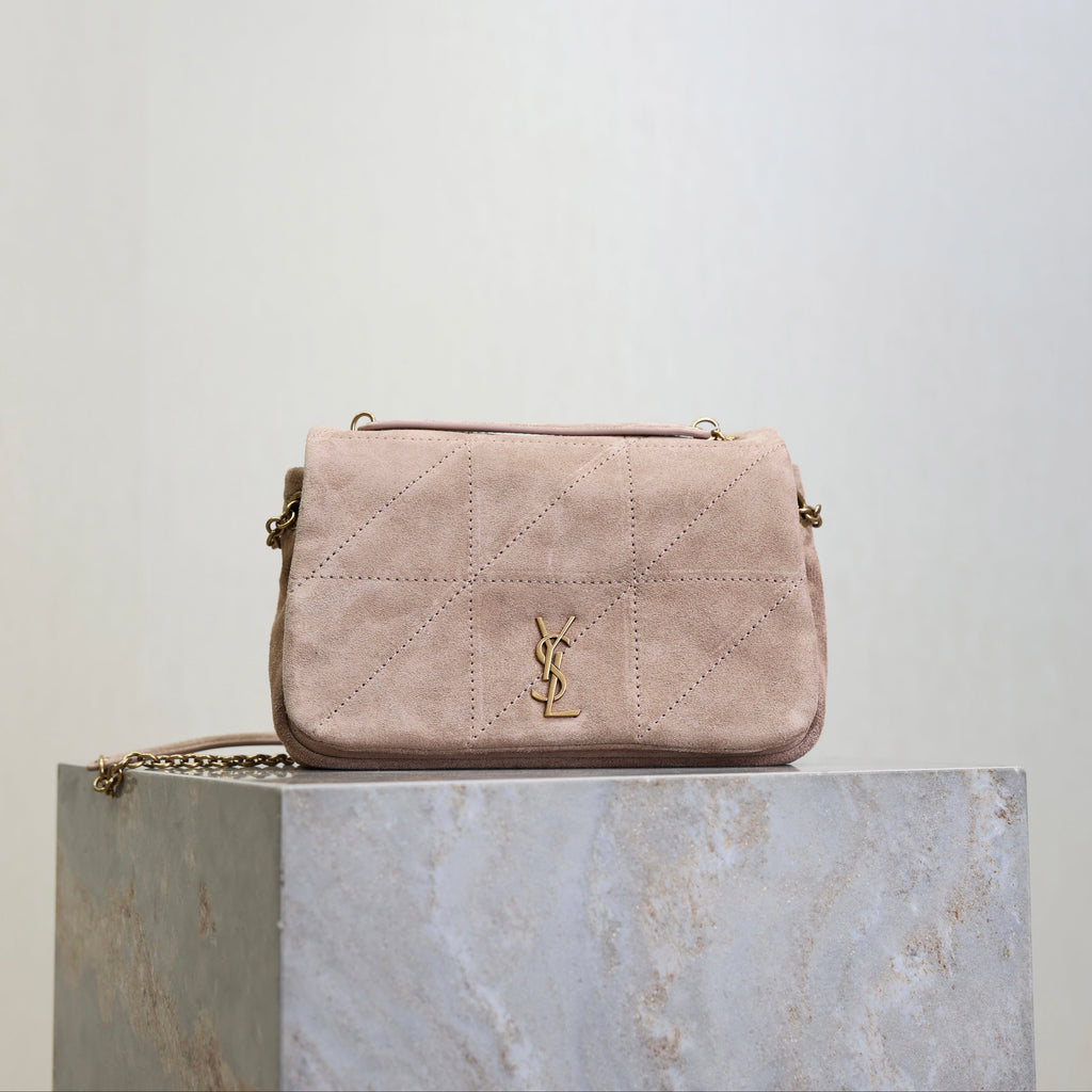 Saint Laurent 25S Jamie 4.3 Mini 20 in Dusty Rose Beige Suede Gold Hardware Bag