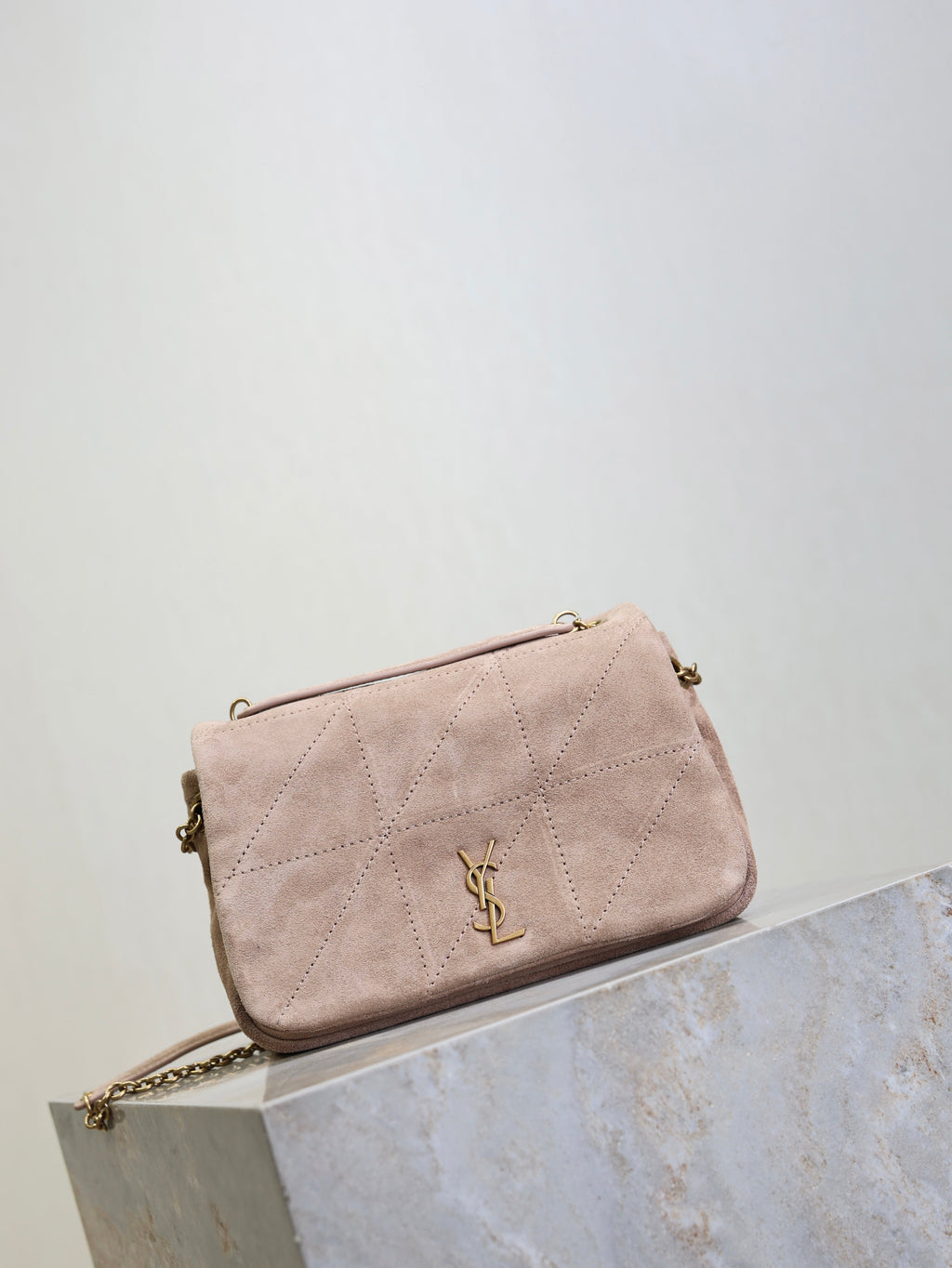 Saint Laurent 25S Jamie 4.3 Mini 20 in Dusty Rose Beige Suede Gold Hardware Bag