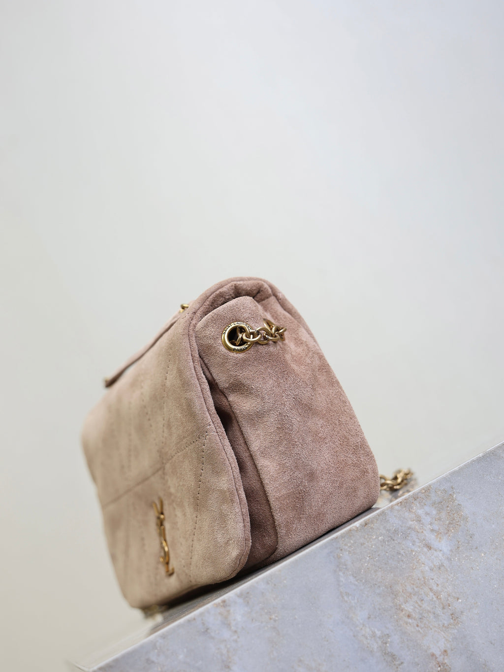 Saint Laurent 25S Jamie 4.3 Mini 20 in Dusty Rose Beige Suede Gold Hardware Bag
