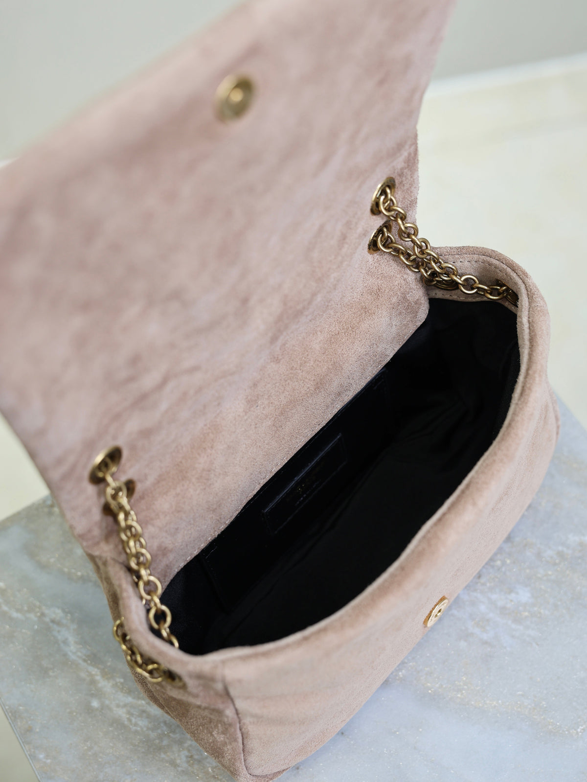 Saint Laurent 25S Jamie 4.3 Mini 20 in Dusty Rose Beige Suede Gold Hardware Bag