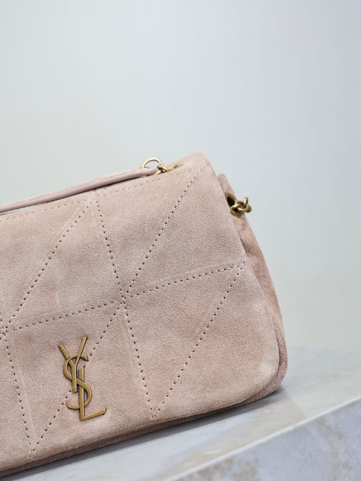 Saint Laurent 25S Jamie 4.3 Mini 20 in Dusty Rose Beige Suede Gold Hardwre Bag
