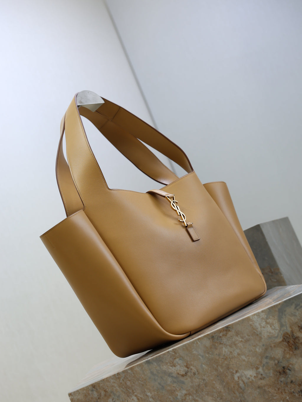 Saint Laurent 25S Le 5 À 7 Bea 50 in Dark Caramel Calfskin Gold Hardware Bag
