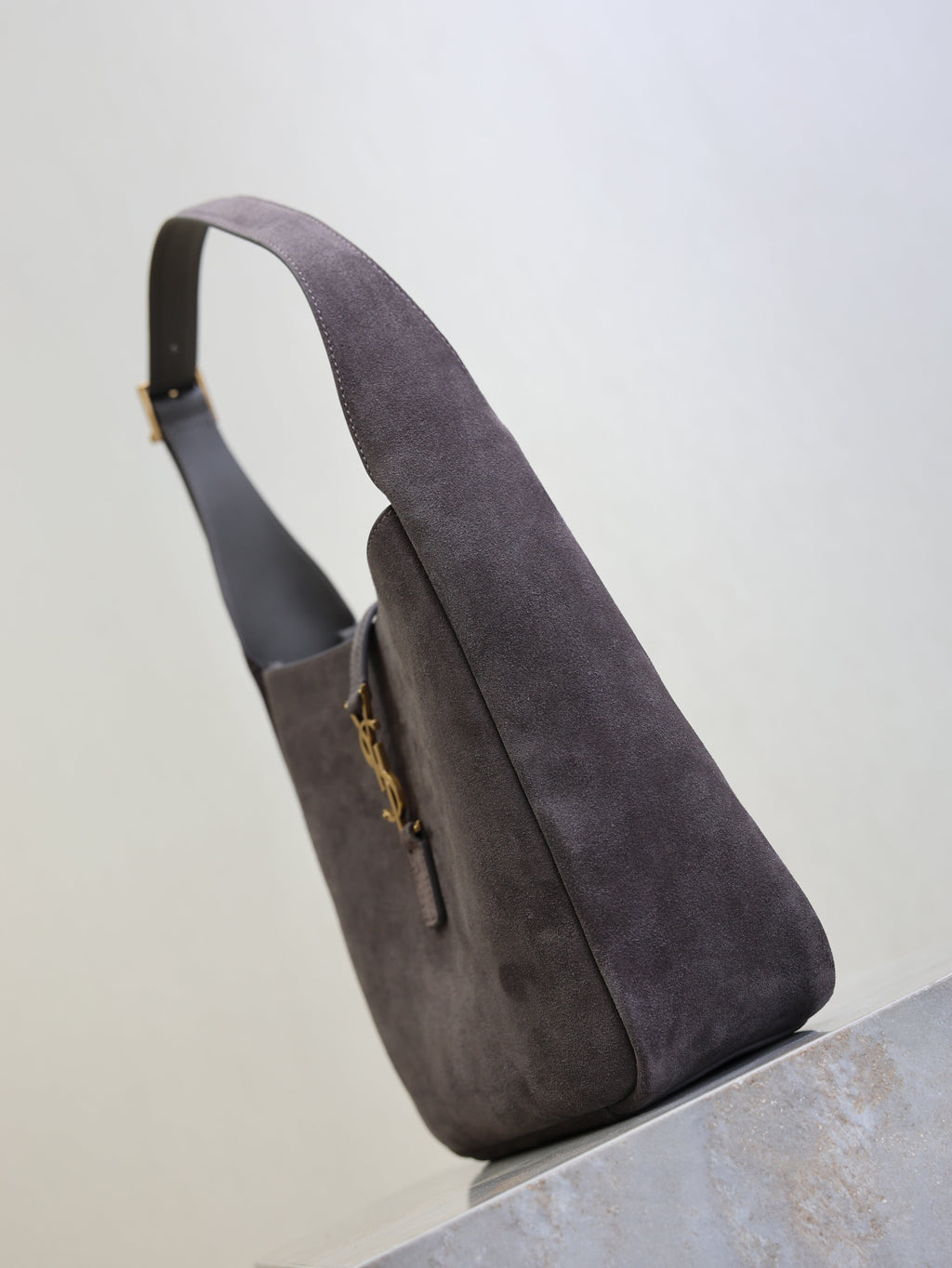 Saint Laurent 25S Le 5 À 7 Supple Small 23 in Dark Gray Suede Gold Hardwre Bag