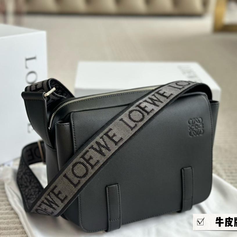 Loewe XS Military Messenger 25 Bag in Black Calfskin