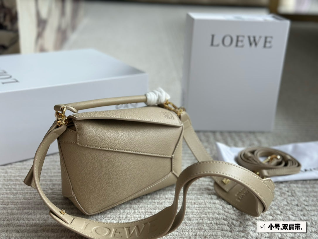 Loewe Mini 18 Puzzle Bag in Dark Cream Calfskin