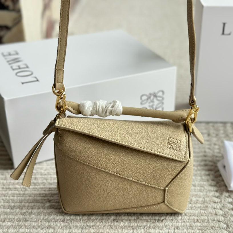 Loewe Mini 18 Puzzle Bag in Dark Cream Calfskin