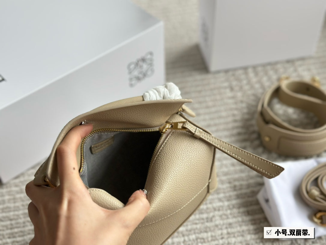 Loewe Mini 18 Puzzle Bag in Dark Cream Calfskin