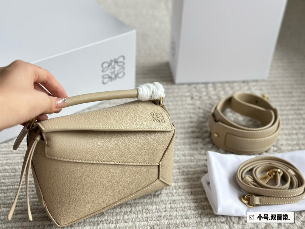 Loewe Mini 18 Puzzle Bag in Dark Cream Calfskin