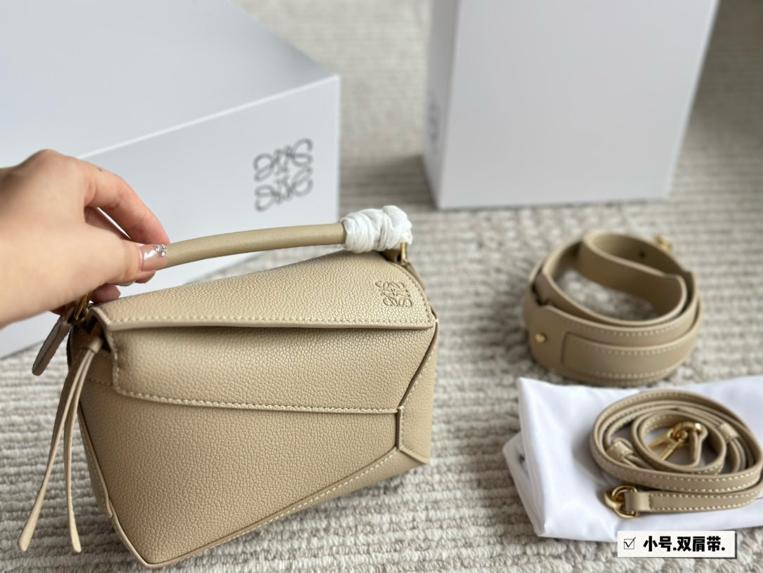 Loewe Mini 18 Puzzle Bag in Dark Cream Calfskin
