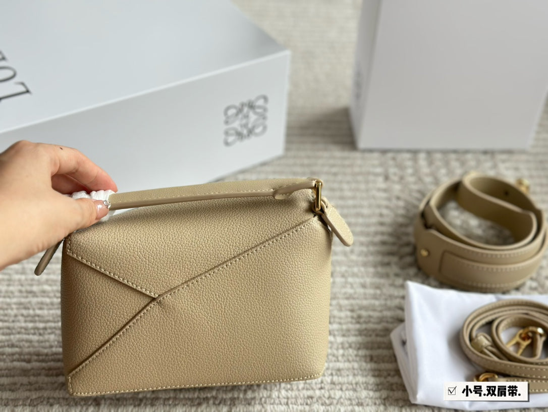 Loewe Mini 18 Puzzle Bag in Dark Cream Calfskin