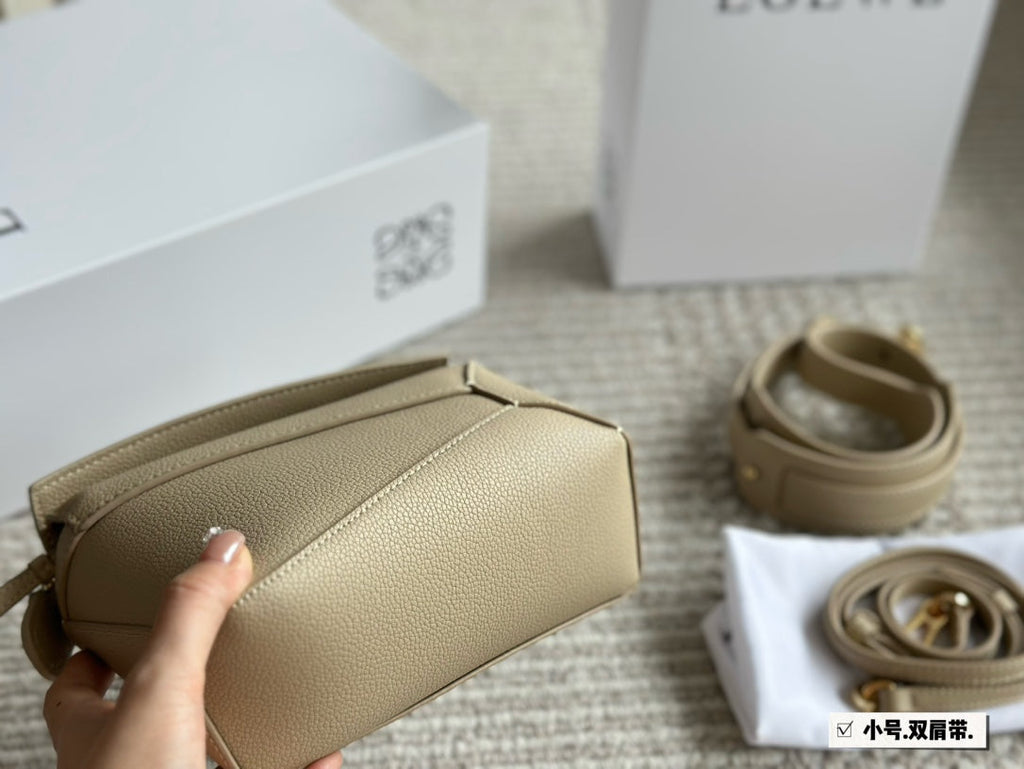 Loewe Mini 18 Puzzle Bag in Dark Cream Calfskin