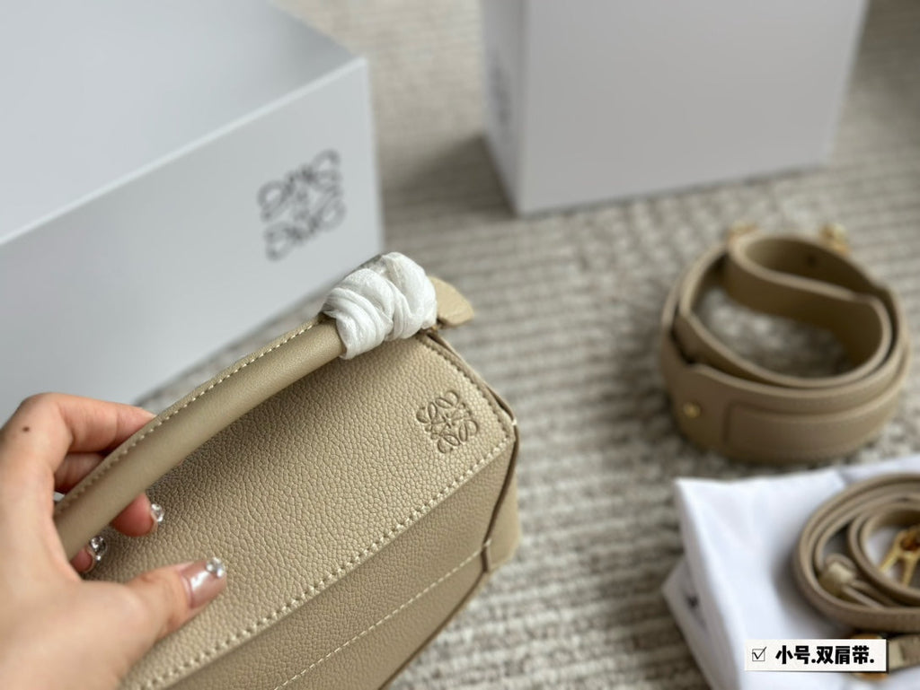 Loewe Mini 18 Puzzle Bag in Dark Cream Calfskin