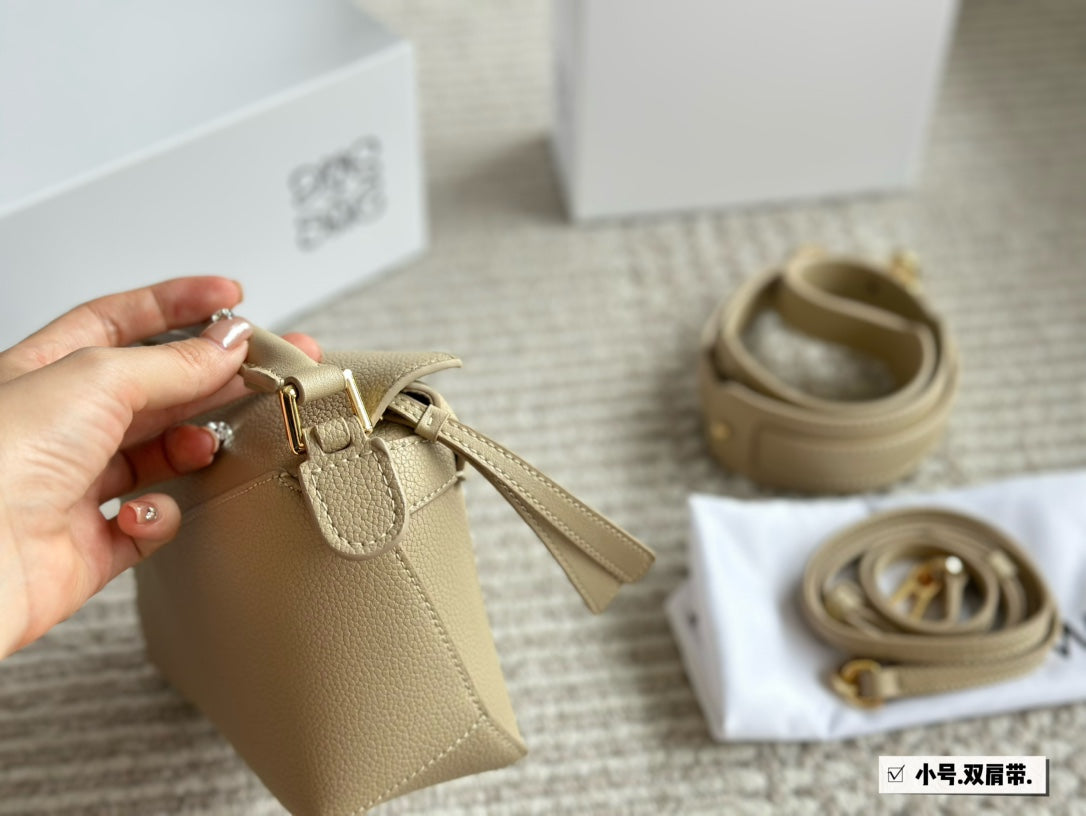 Loewe Mini 18 Puzzle Bag in Dark Cream Calfskin