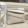 Loewe Medium 24 Puzzle Bag in White Grained Calfskin