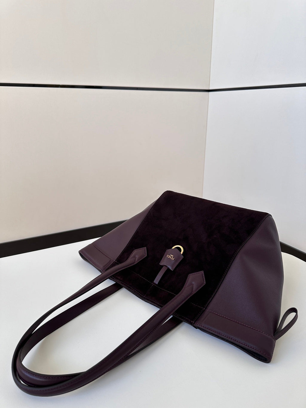 Fendi Origami Medium 27 in Wine Red Lambskin and Suede Bag
