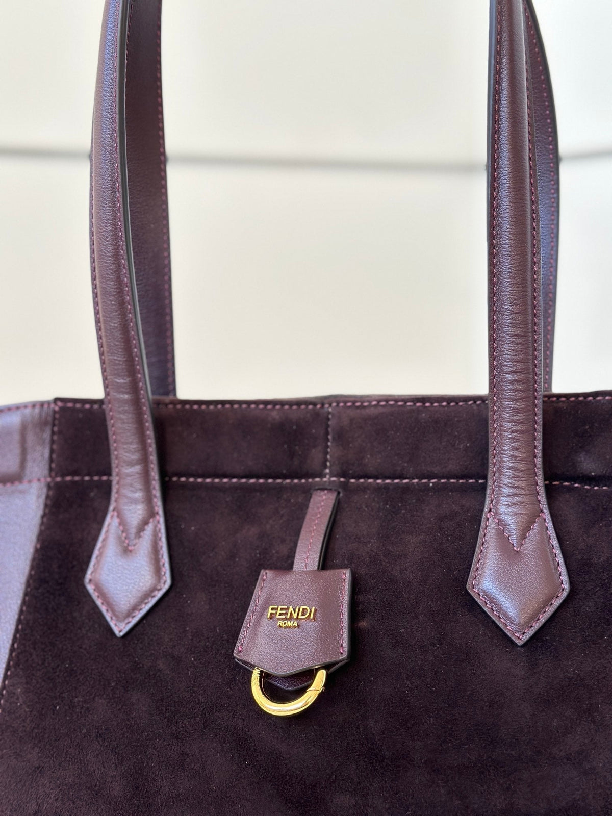 Fendi Origami Medium 27 in Wine Red Lambskin and Suede Bag
