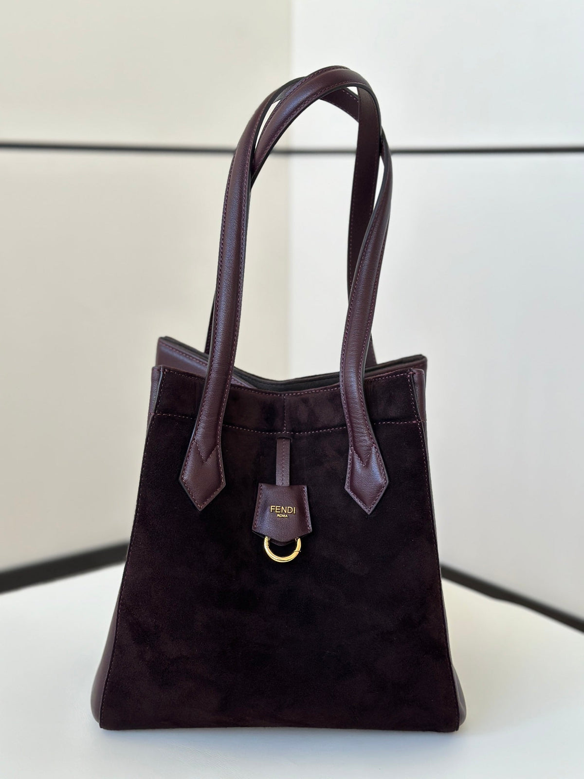 Fendi Origami Medium 27 in Wine Red Lambskin and Suede Bag