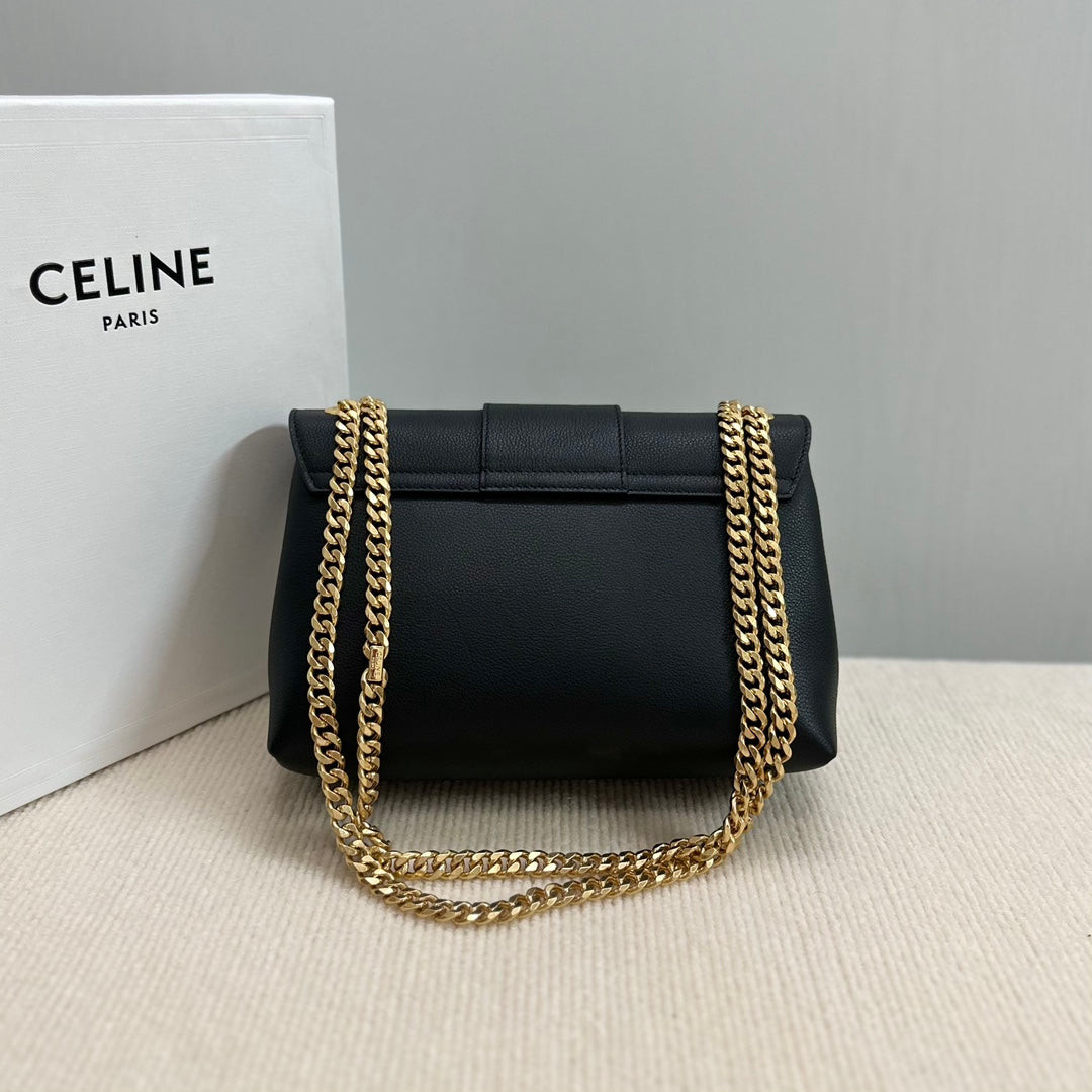 Celine Medium Victoire Bag 25 in Black Supple Calfskin Gold Hardware