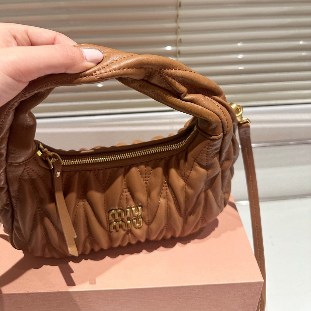 Wander Matelassé Nappa Hobo Bag 23 in Caramel Brown Lambskin