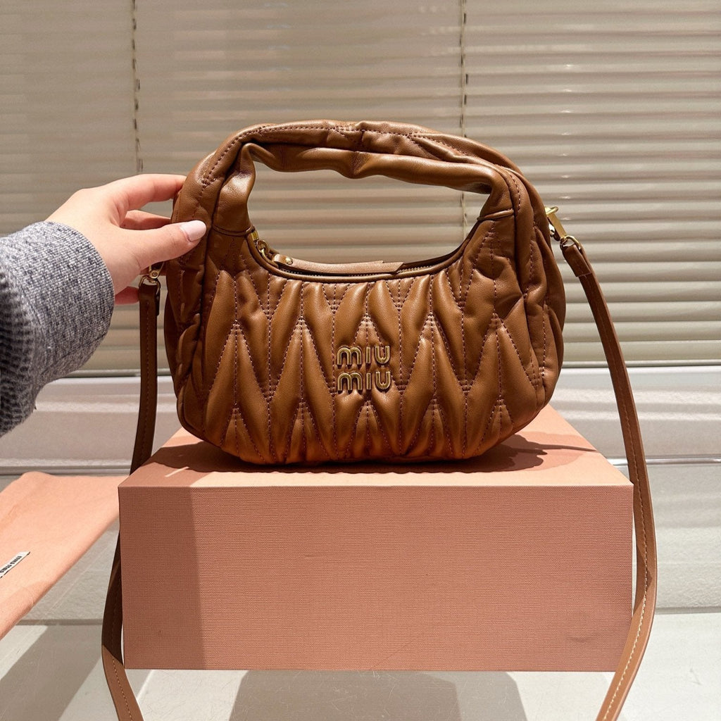 Wander Matelassé Nappa Hobo Bag 23 in Caramel Brown Lambskin
