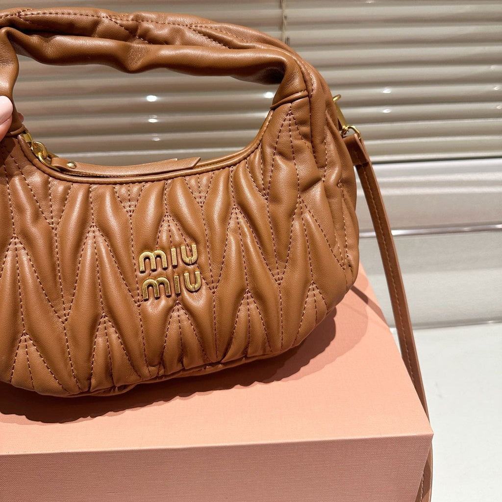 Wander Matelassé Nappa Hobo Bag 23 in Caramel Brown Lambskin