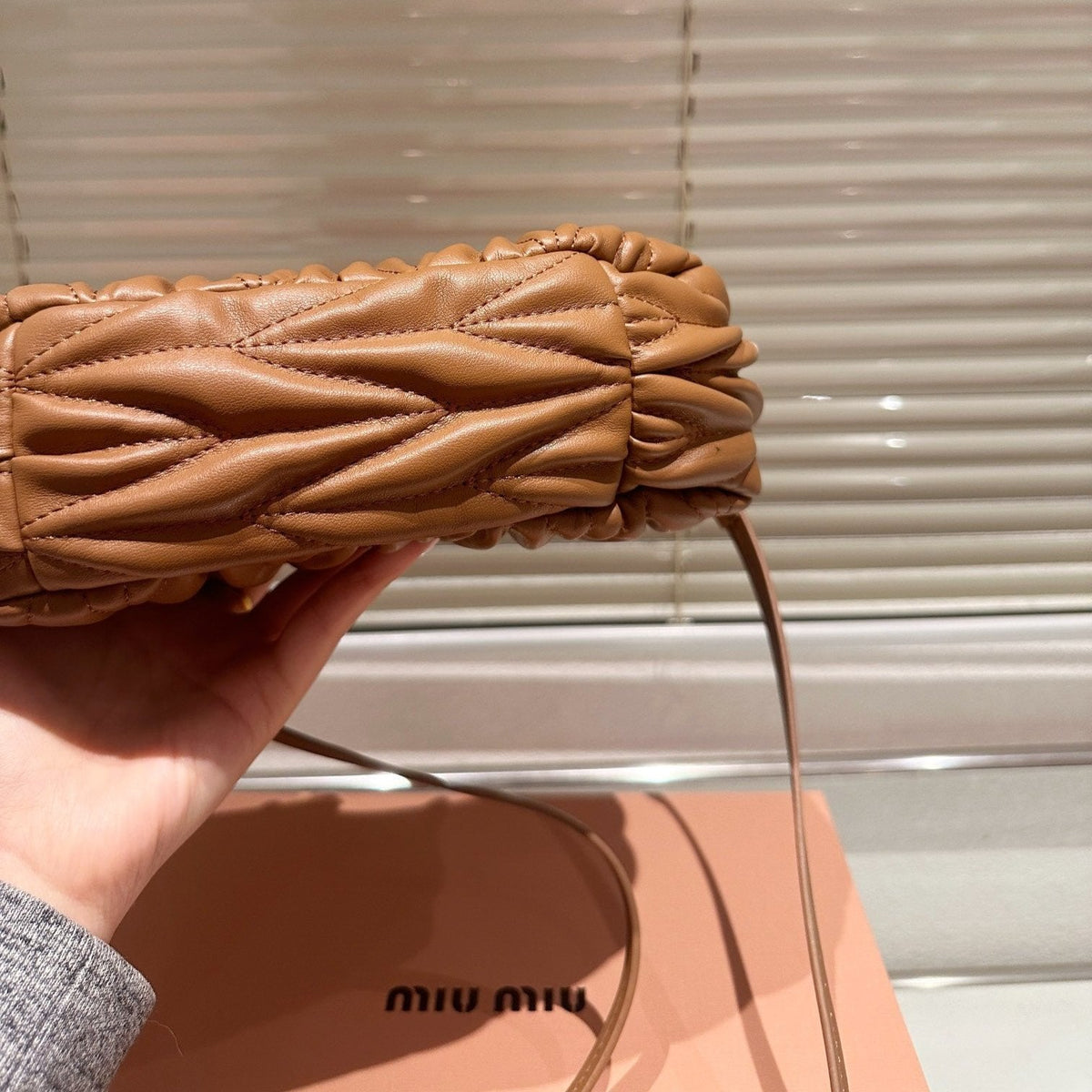 Wander Matelassé Nappa Hobo Bag 23 in Caramel Brown Lambskin