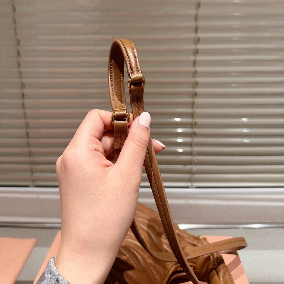 Wander Matelassé Nappa Hobo Bag 23 in Caramel Brown Lambskin