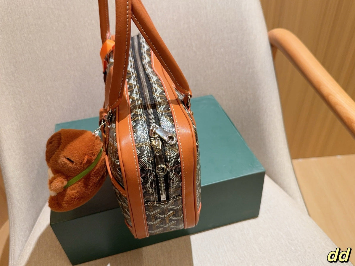 Goyard Saint Martin Bag 35 in Brown Goyardine Canvas and Calfskin