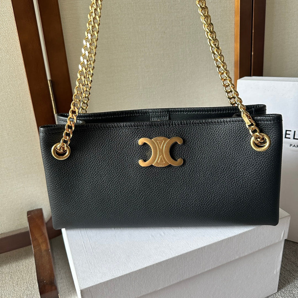 Celine Newspaper Triomphe Soft 31 Black in Calfskin Bag