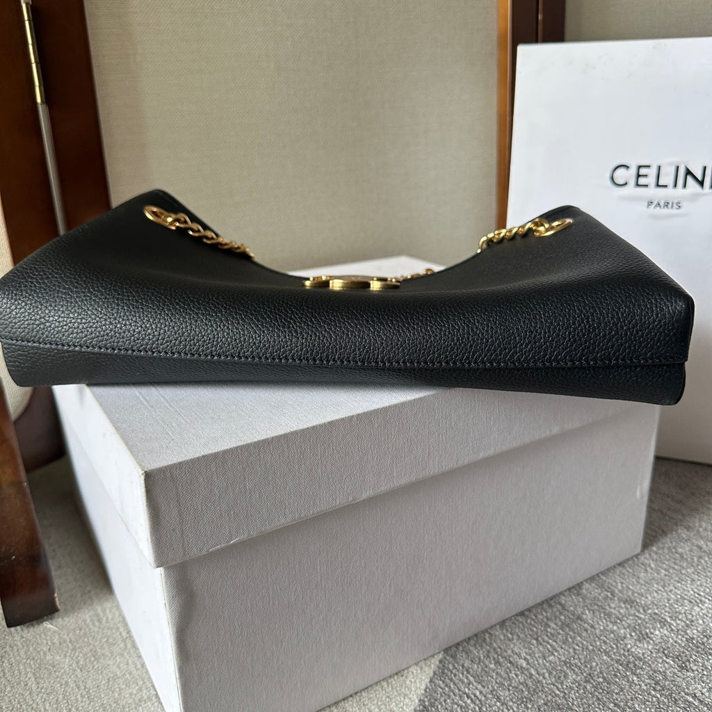 Celine Newspaper Triomphe Soft 31 Black in Calfskin Bag