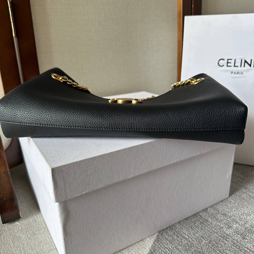 Celine Newspaper Triomphe Soft 31 Black in Calfskin Bag